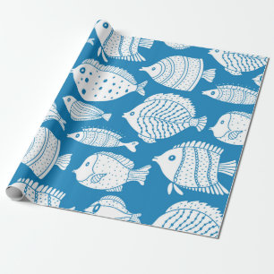 Papel De Regalo Juego de cosecha de pescado. Ilustracion decorativ