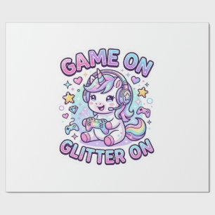 Papel De Regalo Juego De Unicornio Con Brillo En Diseño Gráfico De