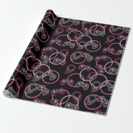 Papel De Regalo Juego de video Patrón de Chicas Neon Pink