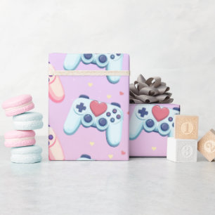 Papel De Regalo Juego de vídeo rosado colorido para Chica de jugad