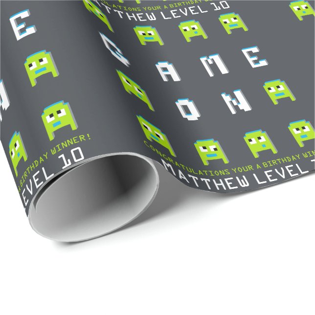 Papel De Regalo Juego en cumpleaños personalizado videojugador (Esquina del rollo)