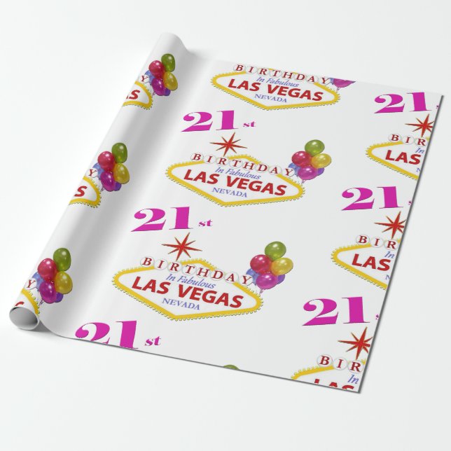 Papel De Regalo Jueves 21 de cumpleaños en Las Vegas (Desenrollado)