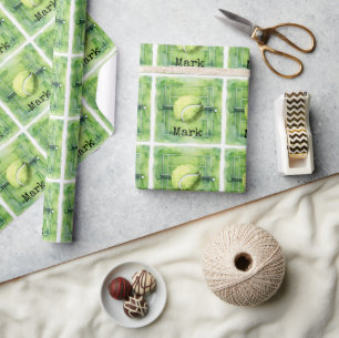 Papel De Regalo Jueves de tenis con pelota de tenis y raqueta