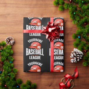 Papel De Regalo Jugador de béisbol personalizado NOMBRE Equipo Cha