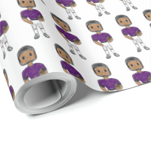 Papel De Regalo jugador de fútbol retro vintage morado negro simpl