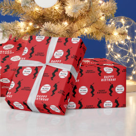 Papel De Regalo Jugador de la pelota de béisbol rojo niños nombre 