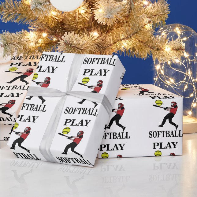 Papel De Regalo Jugador de Softbol Juega a Softball (Vacaciones)