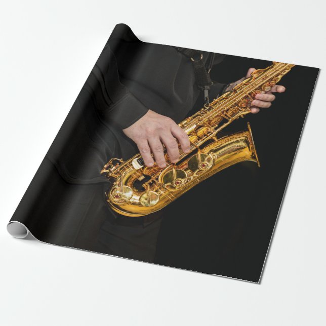 Papel De Regalo Jugador saxofonista toca jazz saxofonista (Desenrollado)