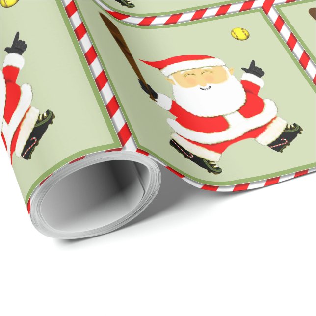 Papel De Regalo Jugadora de Softbol Navidad (Esquina del rollo)