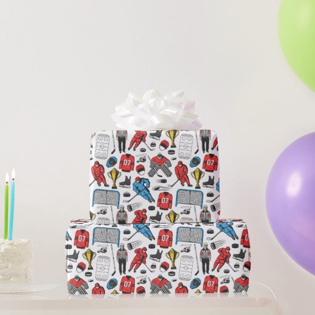 Papel De Regalo Jugadores de árbitro de hockey Patrón de pista de  (Regalos de fiesta)