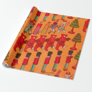 Papel De Regalo Juguete Navideño Antiguo Niños Juegan
