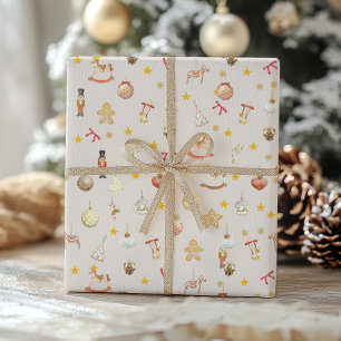 Papel De Regalo Juguete Navideño Antiguo y Adorno de Navidad