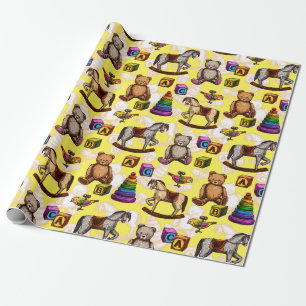 Papel De Regalo Juguetes Antiguos para Bebés