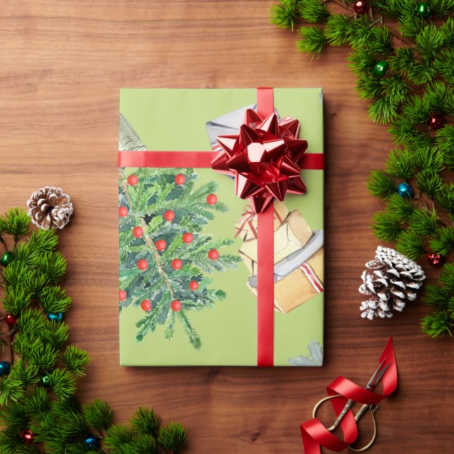 Papel De Regalo Juguetes de árbol de Navidad Ramo de regalos de co (Regalo de vacaciones)