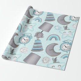 PAPEL DE REGALO JUGUETES DE BABY BLUE & GRY ELEPHANTS