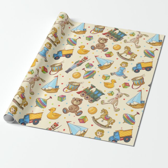 Papel De Regalo Juguetes de época (Desenrollado)