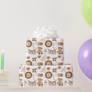 Papel De Regalo Juguetes de infancia, leones, osos, caballos rocos