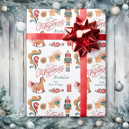 Papel De Regalo Juguetes de madera Feliz Navidad personalizado