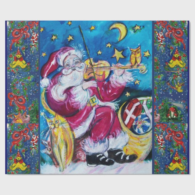 Papel De Regalo JUGUETES NOCTURNOS DE navidades, SANTA CLAUS JUGAN (Superficie plana)