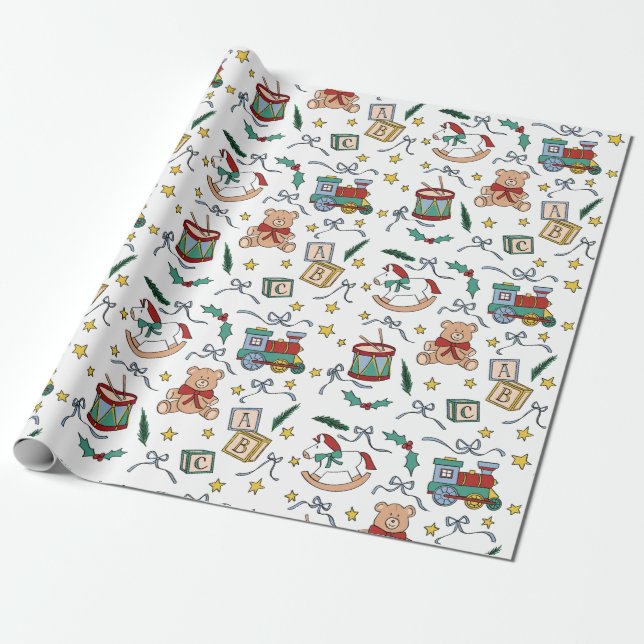 Papel De Regalo Juguetes nostálgicos de los Navidades clásicos de  (Desenrollado)