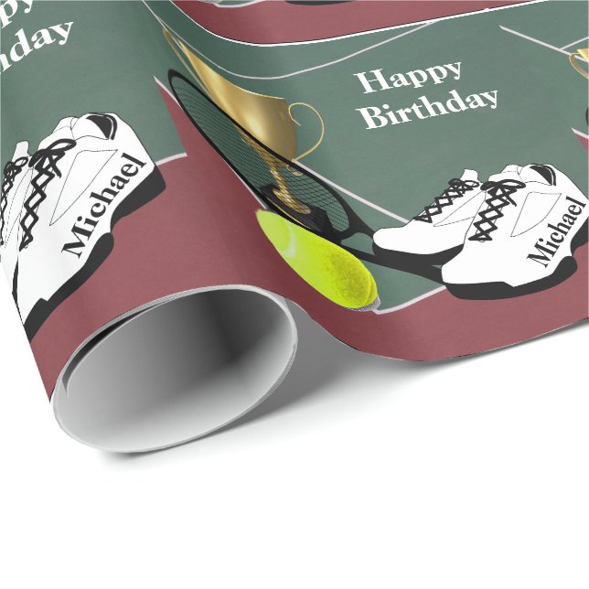 Papel De Regalo Juicio de tenis Balas Zapatos Cumpleaños Personali (Esquina del rollo)