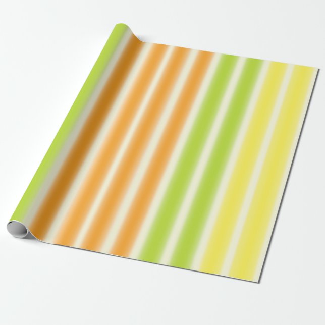 Papel De Regalo Juicy Lemon Lime Y Naranja Citrus Fruit Stripes (Desenrollado)