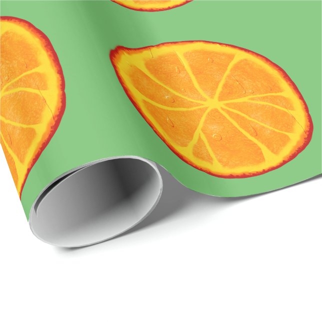 Papel De Regalo Juicy realistas Naranjas Slices (Esquina del rollo)