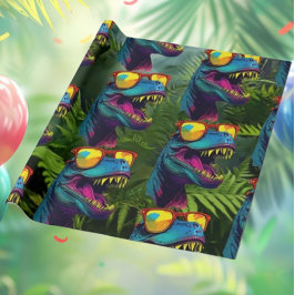 Papel De Regalo Jungla Azul Dinosaurio T Rex Jurassic Guay