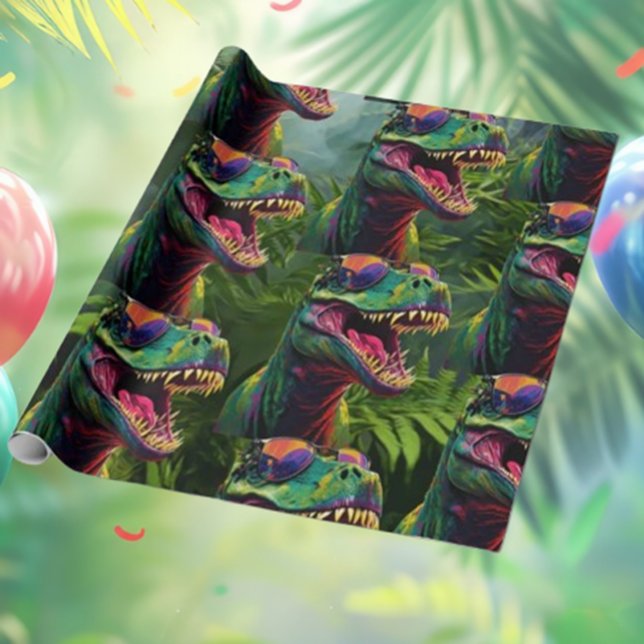 Papel De Regalo Jungla de dinosaurios T Rex Jurassic Guay (Wrap your gifts in joy with our Dinosaur Jungle T-Rex wrapping paper! )
