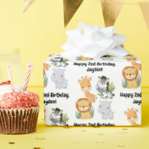 Papel De Regalo Jungle Safari 1er 2do 3er 4to Cumpleaños 
