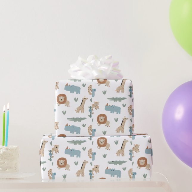 Papel De Regalo Jungle Safari Baby Shower (Regalos de fiesta)