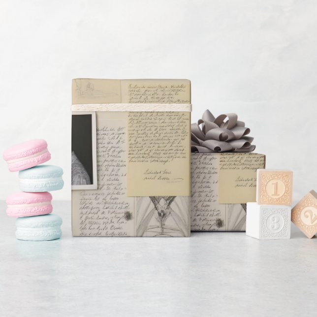 Papel De Regalo Junta de Investigación con fotografías y notas (Baby Shower)