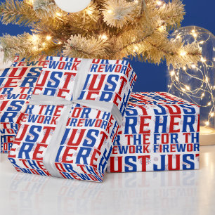 Papel De Regalo Justo Aquí Para Los Fuegos Artificiales Divertidos