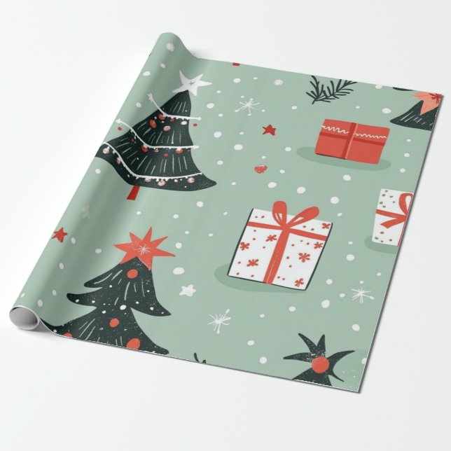 Papel De Regalo Kadopapier kerst blauw (Desenrollado)