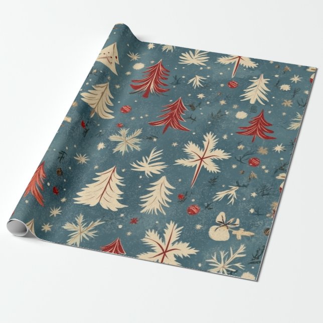 Papel De Regalo Kadopapier kerst blauw (Desenrollado)