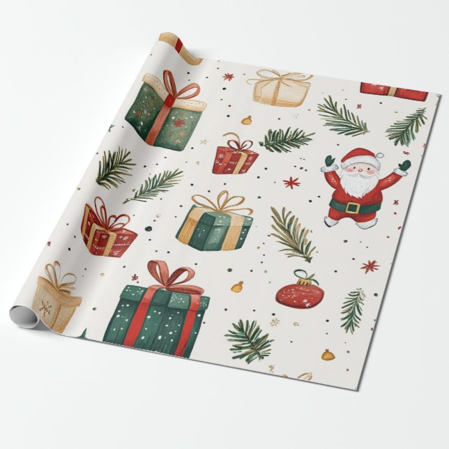 Papel De Regalo Kadopapier kerst santa (Desenrollado)