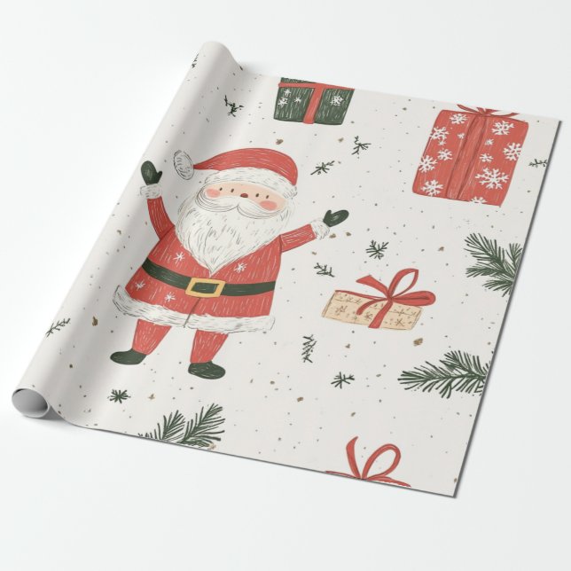 Papel De Regalo Kadopapier kerst santa (Desenrollado)