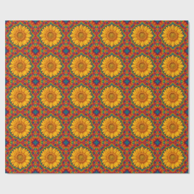 Papel De Regalo Kaleidoscope Sunflower  (Superficie plana)