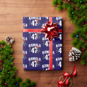 Papel De Regalo Kamala Harris 47 presidente Feliz Navidad Santa