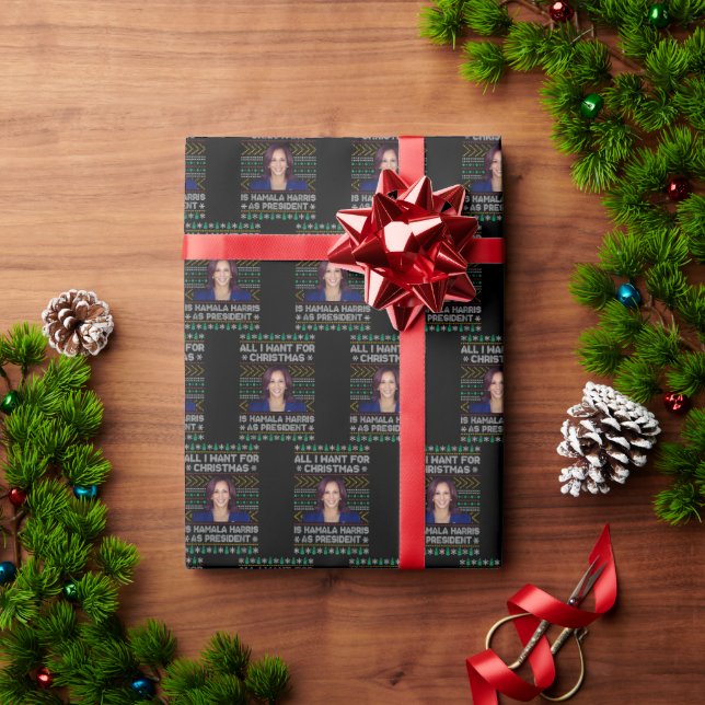 Papel De Regalo Kamala Harris como presidente | Navidades Harris (Regalo de vacaciones)