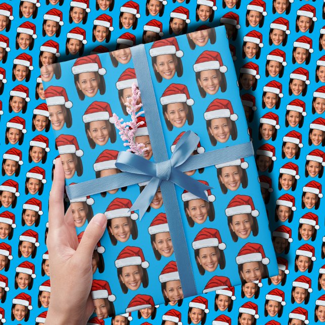 Papel De Regalo Kamala Harris Head Face Santa Hat Navidades (Subido por el creador)