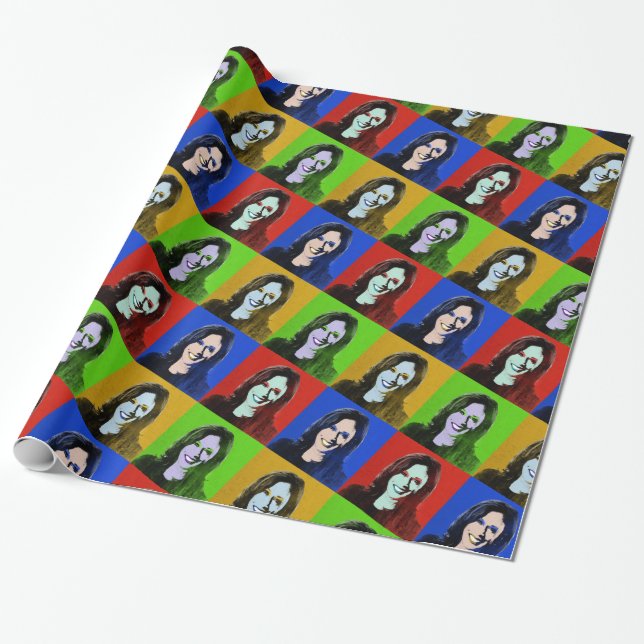 Papel De Regalo Kamala Harris Pop Art (Rojo, Azul, Verde, Amarillo (Desenrollado)