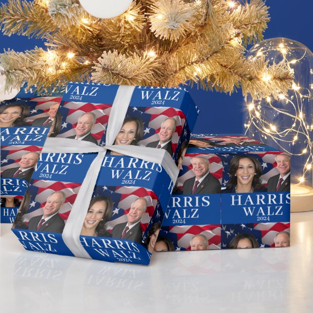 Papel De Regalo Kamala Harris Y Tim Walz 2024 (Vacaciones)