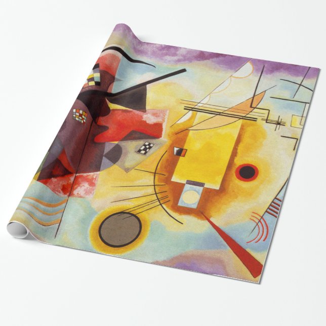 Papel De Regalo Kandinsky Abstract Art Shapes Blue Red Yellow (Desenrollado)