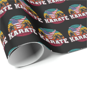 Papel De Regalo Karate femenino - Chicas Bandera de Estados Unidos