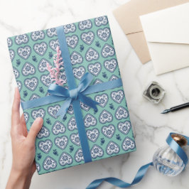 Papel de regalo 'Karlek' Heartt (azul marino, verd
