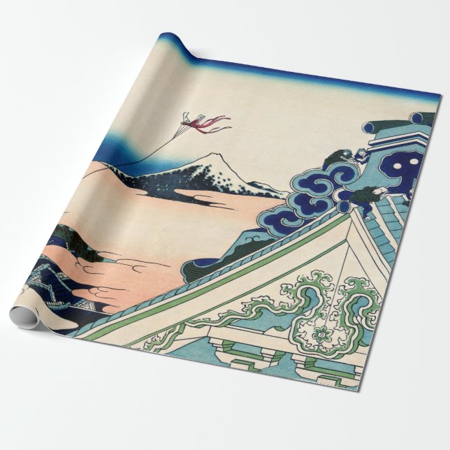 Papel De Regalo Katsushika Hokusai - Templo Asakusa Honganji, Edo (Desenrollado)
