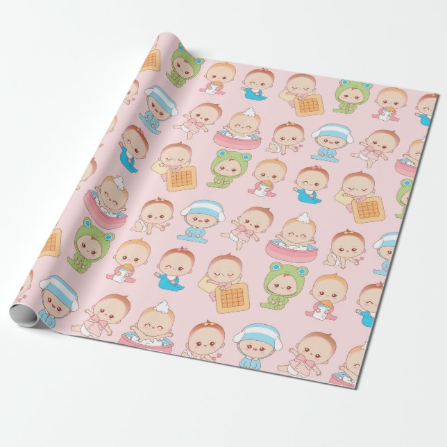 Papel De Regalo Kawaii Babies (Desenrollado)