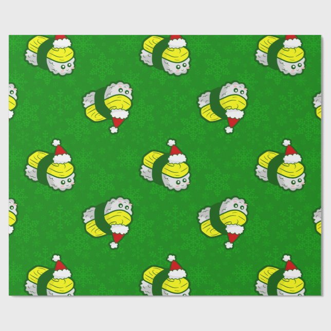 Papel De Regalo kawaii christmas tamago sushi santa snowflake (Superficie plana)