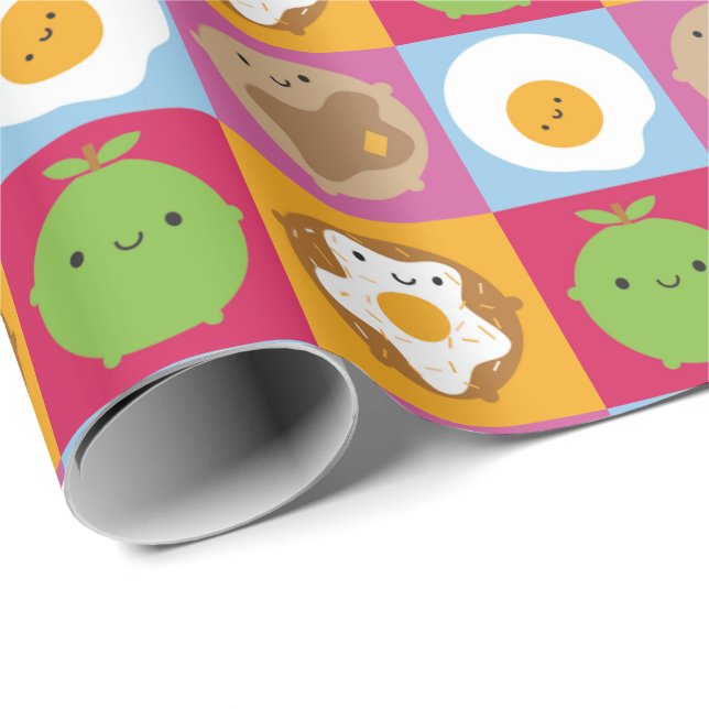 Papel De Regalo Kawaii Desayuno Comida (Esquina del rollo)